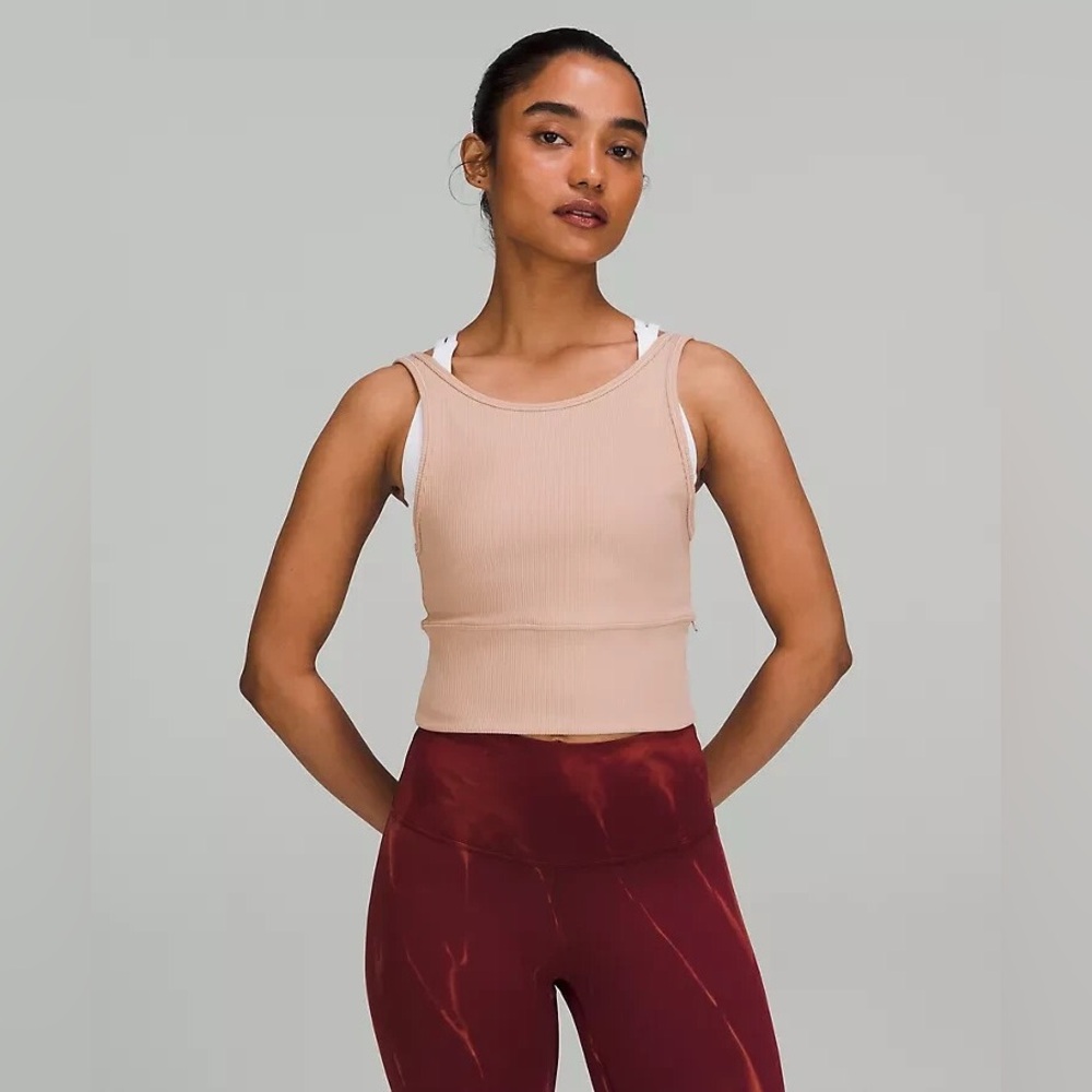 Lululemon Athletica Power Pivot Ribbed Tank Top / Pink Clay - Picture 2 of 10